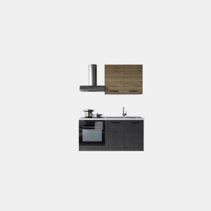 Cozinha com eletrodomésticos GILDA 2.0 150cm direita madeira e cinza escuro da Conforama, fotografia 1