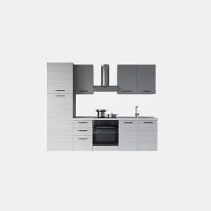 Cozinha com eletrodomésticos GILDA 2.0 255cm direita cinza claro e madeira cinza da Conforama, fotografia 1