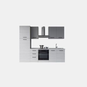 Cozinha com eletrodomésticos GILDA 2.0 255cm direita cinza claro e madeira cinza by Conforama, photo 1