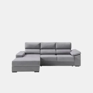 Chaise longue 4 lugares esquerda com arrumação RUBIK cor cinza da Conforama, fotografia 1