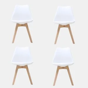 Conjunto de 4 cadeiras de cozinha YESSI brancas by Conforama, photo 1