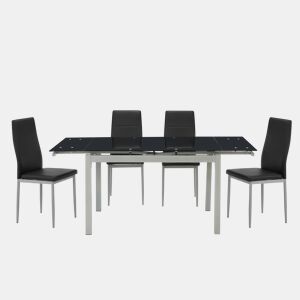 Conjunto mesa e 4 cadeiras TOKYO preto da Conforama, fotografia 1