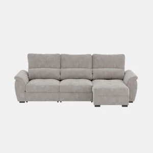 Chaise longue de 4 lugares reversível em cama BENSON cinza claro da Conforama, fotografia 1