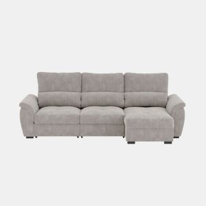 Chaise longue de 4 lugares reversível em cama BENSON cinza claro by Conforama, photo 1