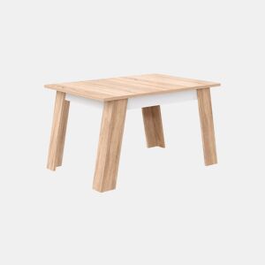 Mesa de jantar extensível AKRON branco e madeira by Conforama, photo 1