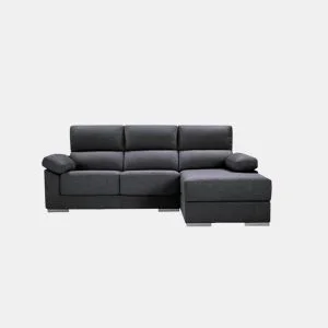 Chaise longue S com baú NOEMI dereita 3 lugares antracite by Conforama, photo 1