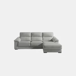 Chaise longue pele WILLY dereita 4 lugares cinza da Conforama, fotografia 1