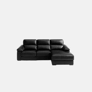 Chaise longue pele WILLY dereita 4 lugares preto by Conforama, photo 1