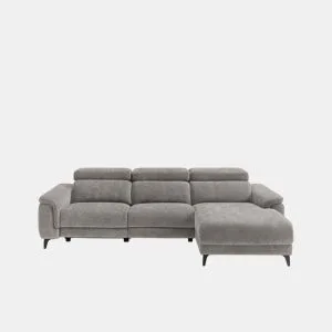 Chaise longue direita relax elétrico EOS cor cinza claro da Conforama, fotografia 1