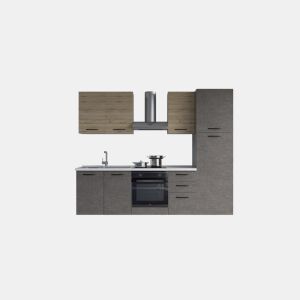 Cozinha com eletrodomésticos GILDA 2.0 255cm esquerda madeira e cinza escuro da Conforama, fotografia 1