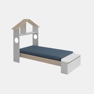 Cama 90cm ANAITA branco e madeira natural da Conforama, fotografia 1