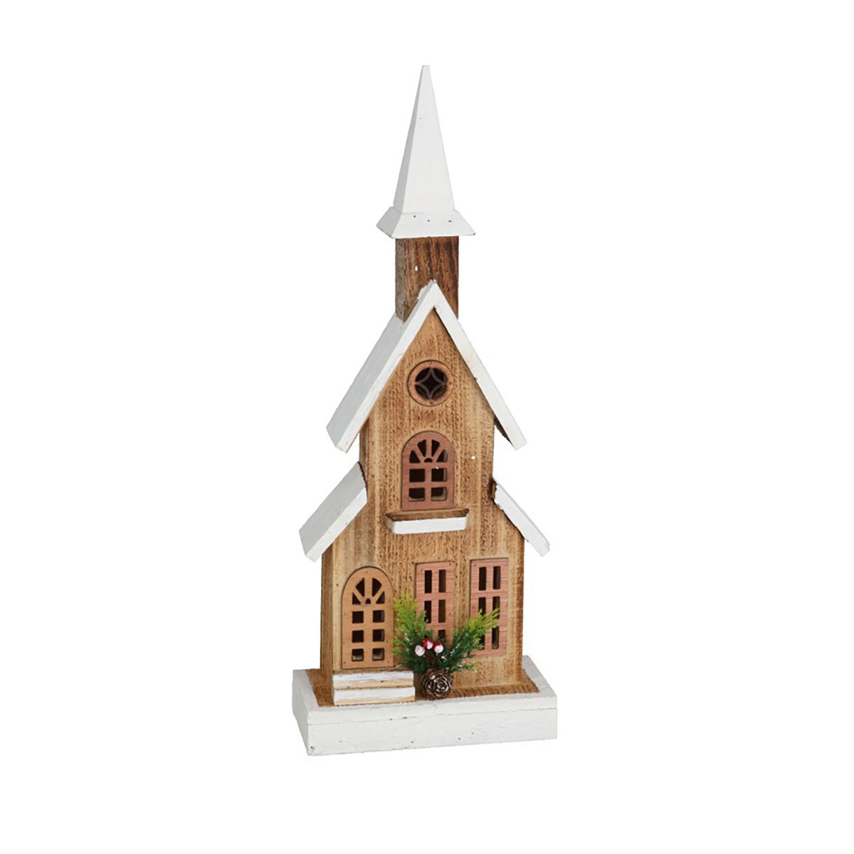 Igreja em madeira com neve 5 led's by hôma, photo 1