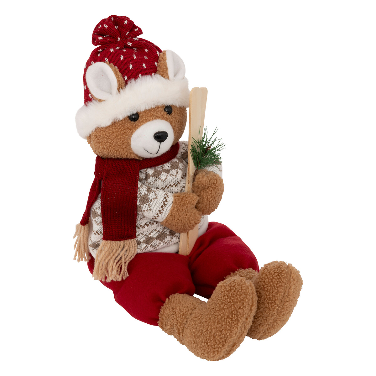 Figura urso SKI com gorro e cachecol sentado 50cm by hôma, photo 1