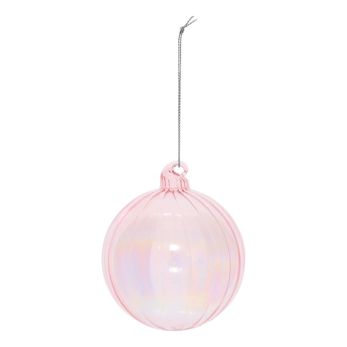 Bola de natal riscas rosa 8cm da hôma, fotografia 1