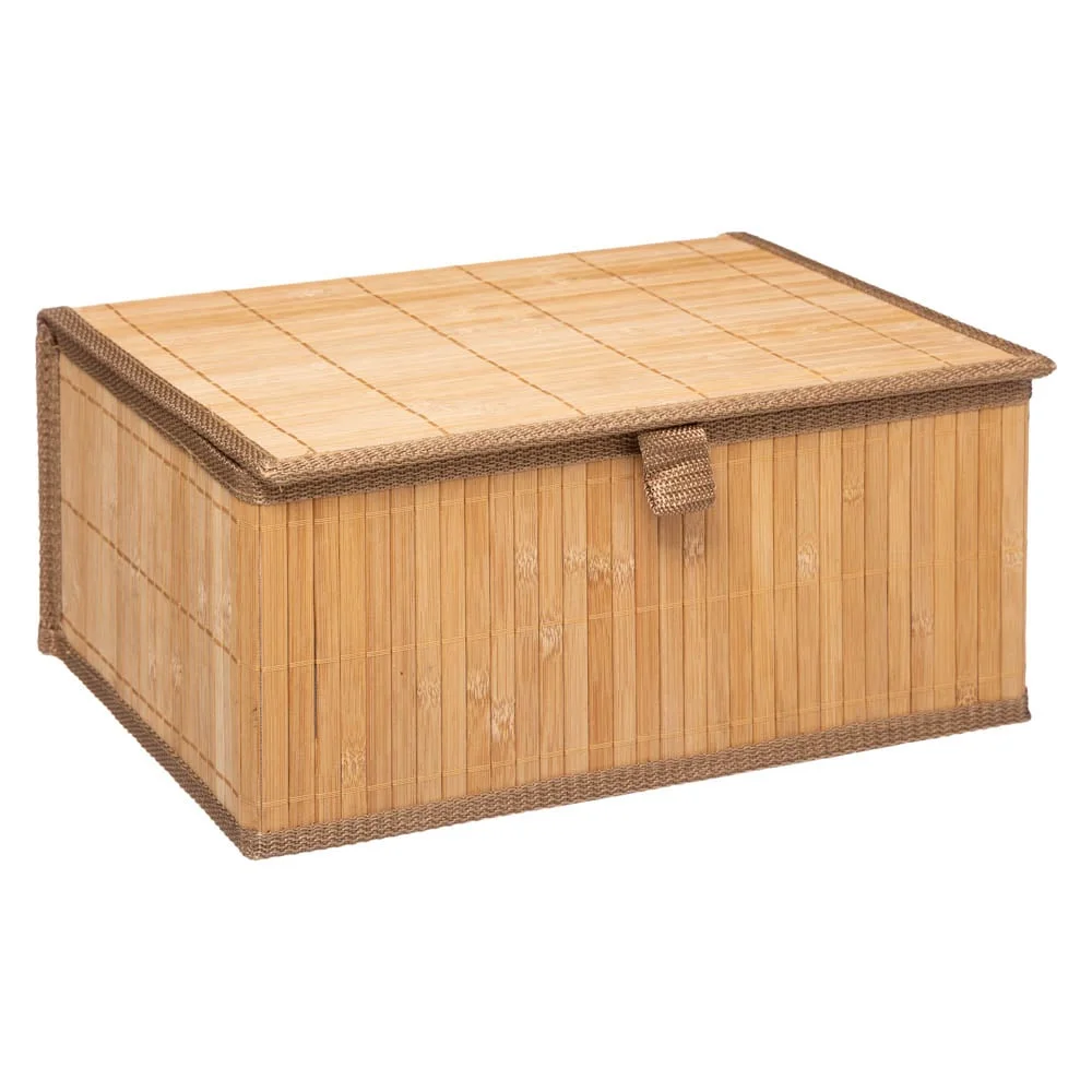 Cesto wc castanho em bambu com tampa 15x32cm da hôma, fotografia 1