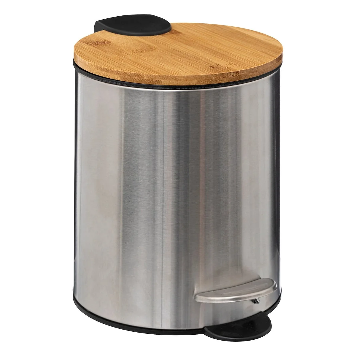 Balde wc inox com tampa em bambu 3l da hôma, fotografia 1