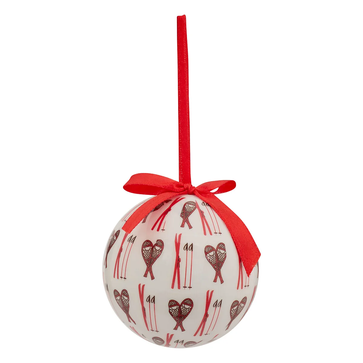 Bola de natal de ski branca e vermelha 7,5cm da hôma, fotografia 1
