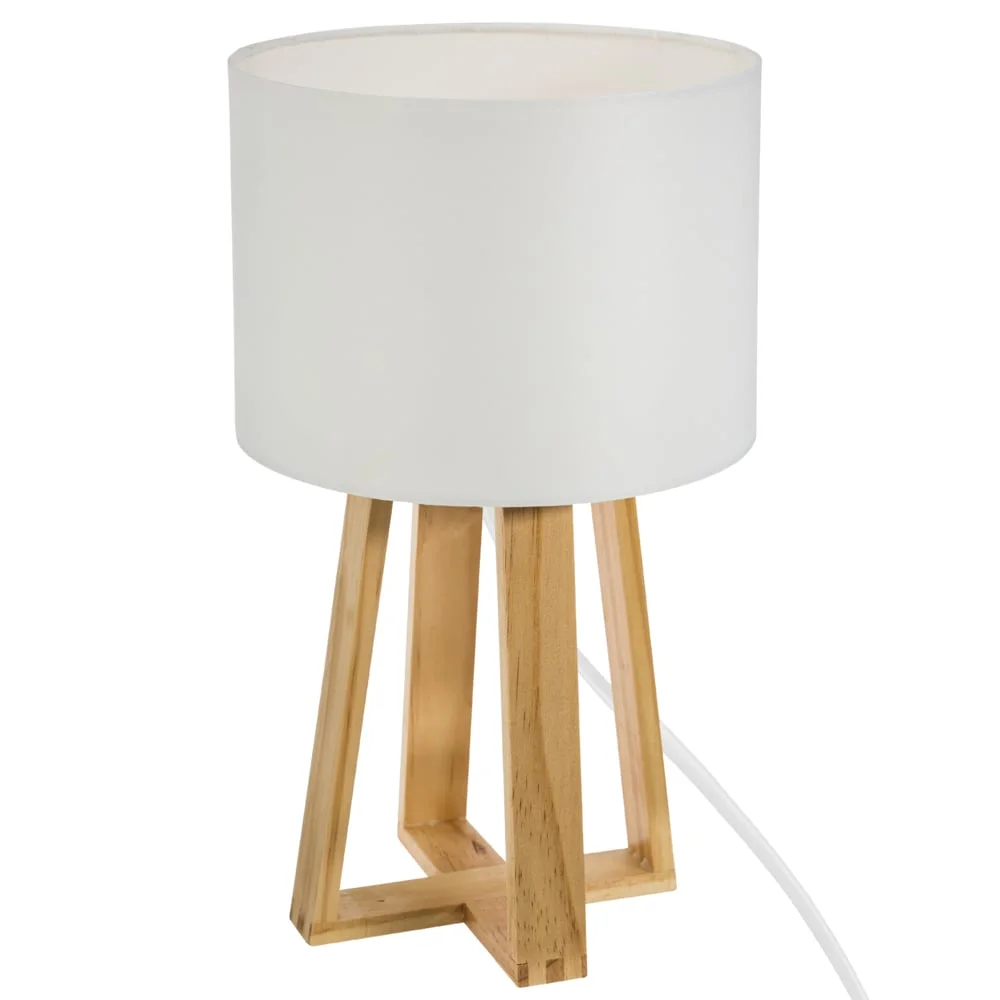 Candeeiro de mesa MOLU branco com base em madeira pinho by hôma, photo 1