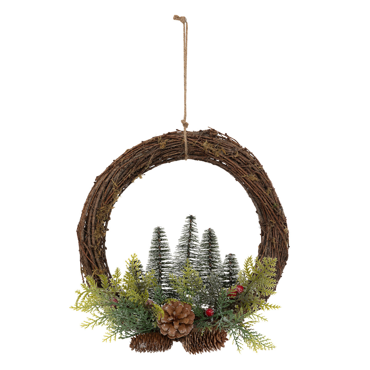 Coroa com árvores de natal e pinhas 30cm by hôma, photo 1