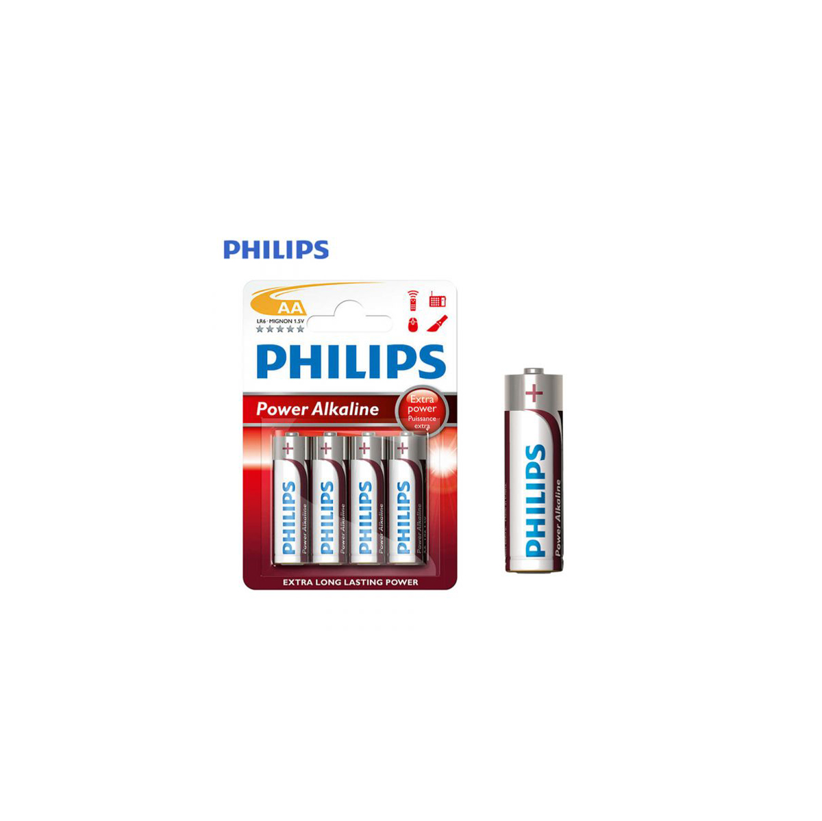 Conjunto de 4 pilhas alcalina Philips ultra power lr06 da hôma, fotografia 1
