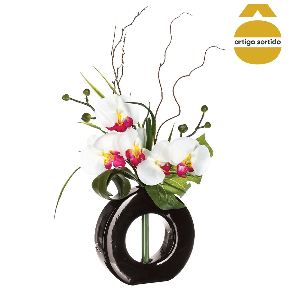 Vaso com orquídea artificial 52cm by hôma, photo 1