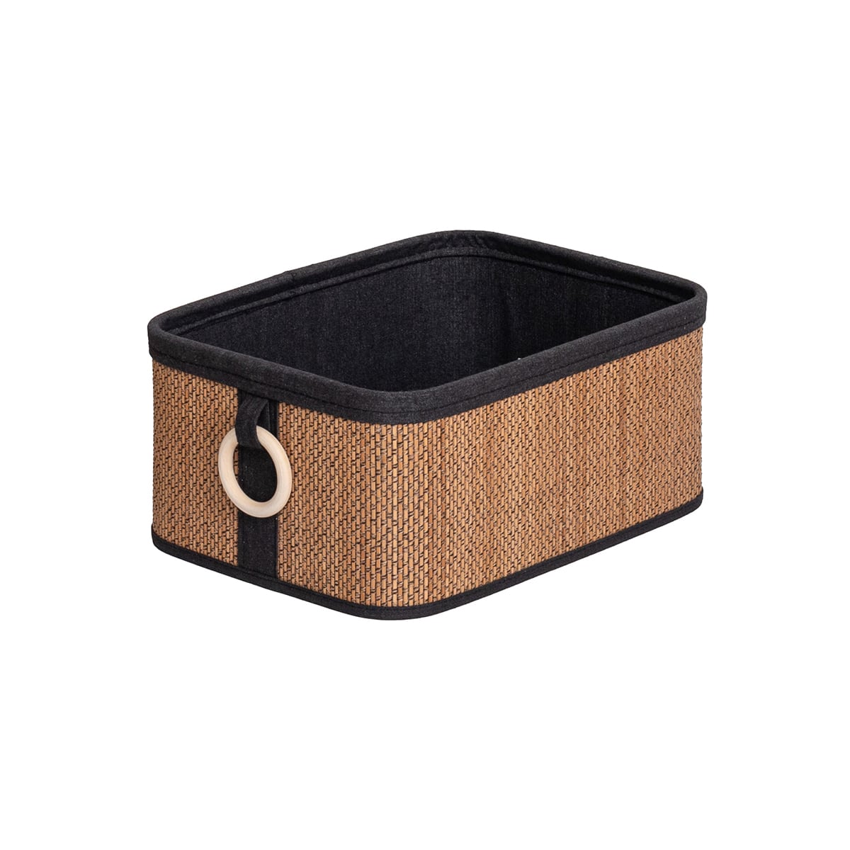 Cesto wc em bambu com alça de madeira 26x36cm da hôma, fotografia 1