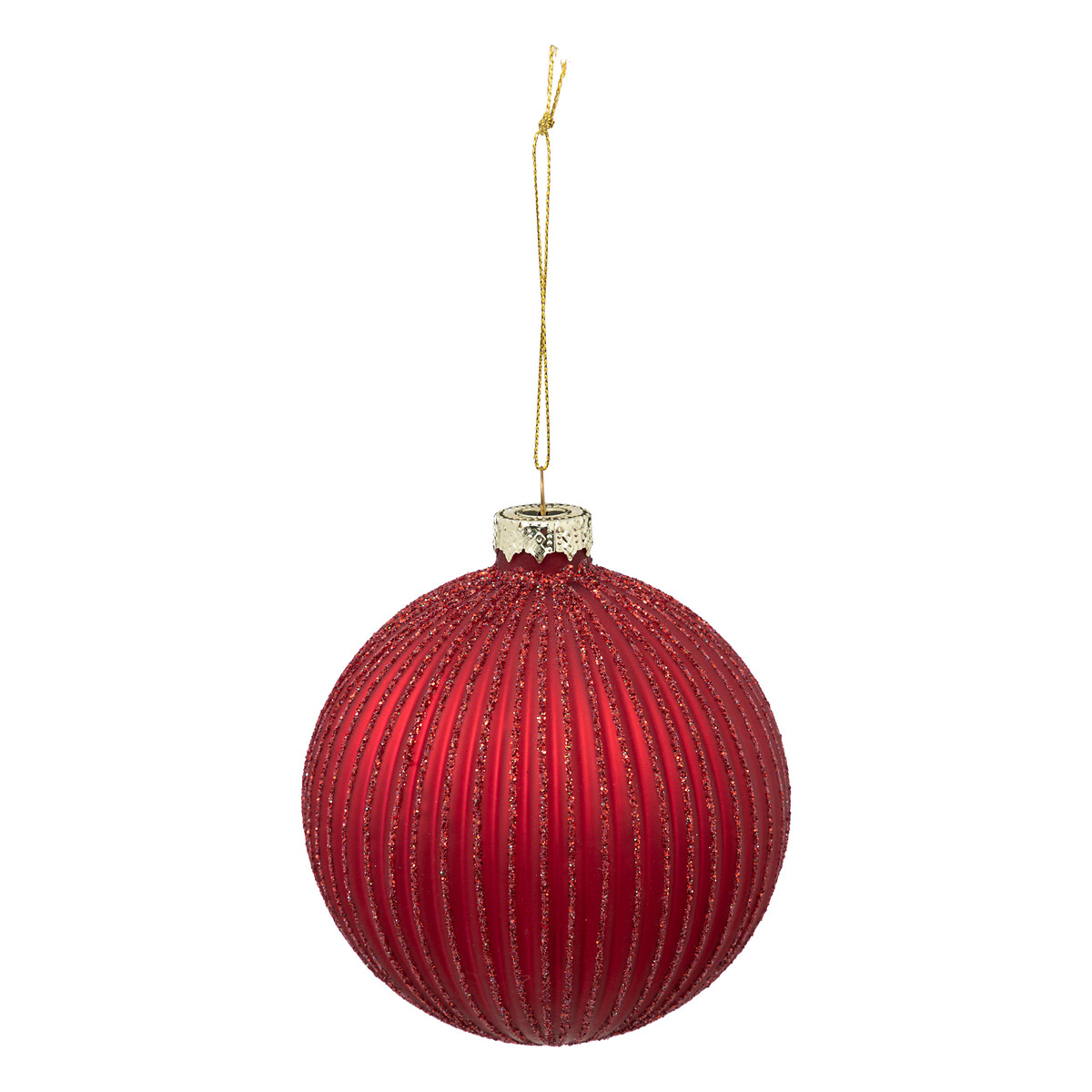 Pendurante bola vermelha com relevo dourado 14cm da hôma, fotografia 1