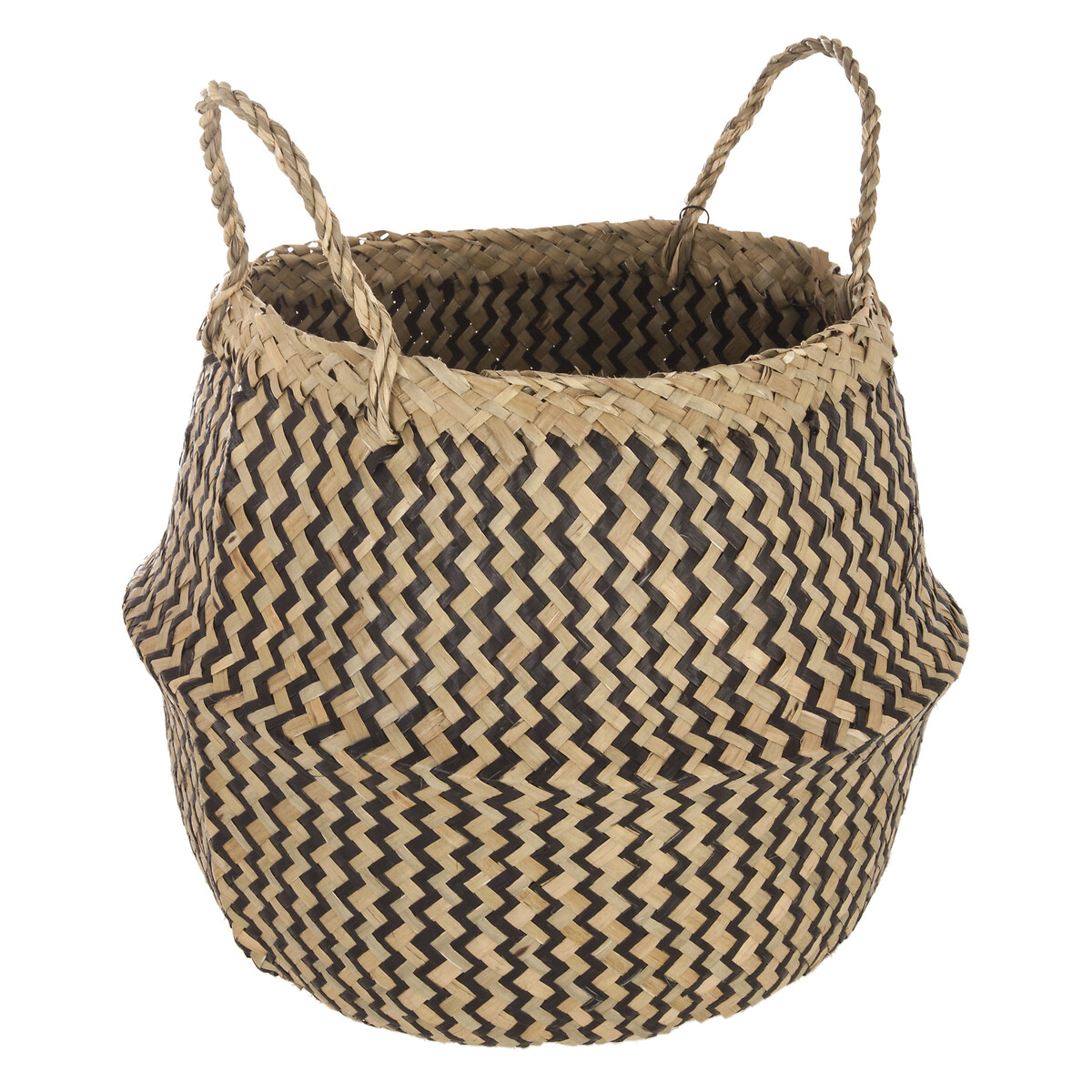 Cesto seagrass preto e natural com pegas 35cm da hôma, fotografia 1