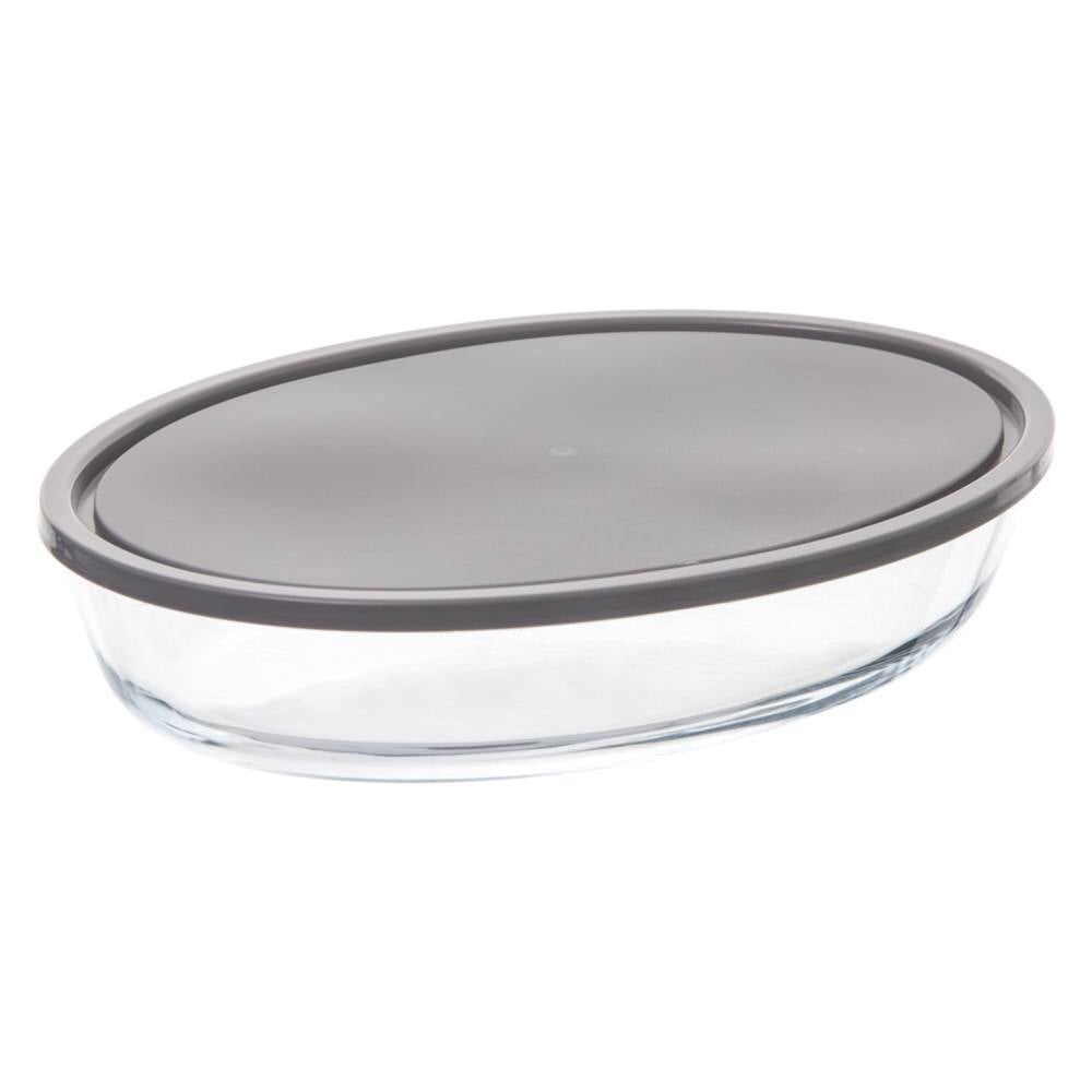 Prato oval para forno em vidro com tampa da hôma, fotografia 1