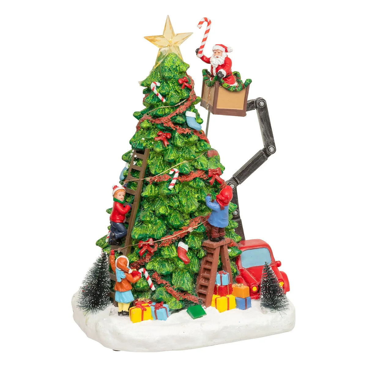 Aldeia árvore de natal com pai natal com luz-música-movimento 27cm da hôma, fotografia 1