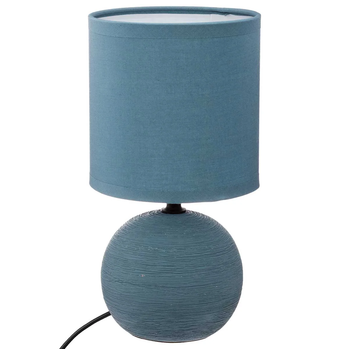 Candeeiro de mesa TIMEO azul em cerâmica com nervuras da hôma, fotografia 1