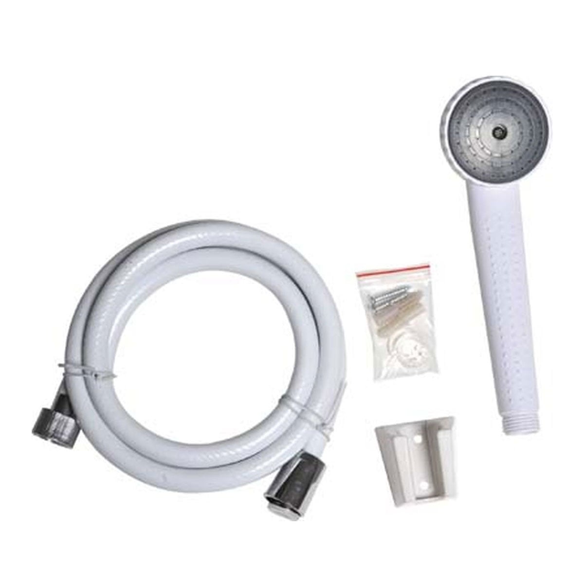 Kit chuveiro branco 1 função e mangueira flexível 150cm da hôma, fotografia 1