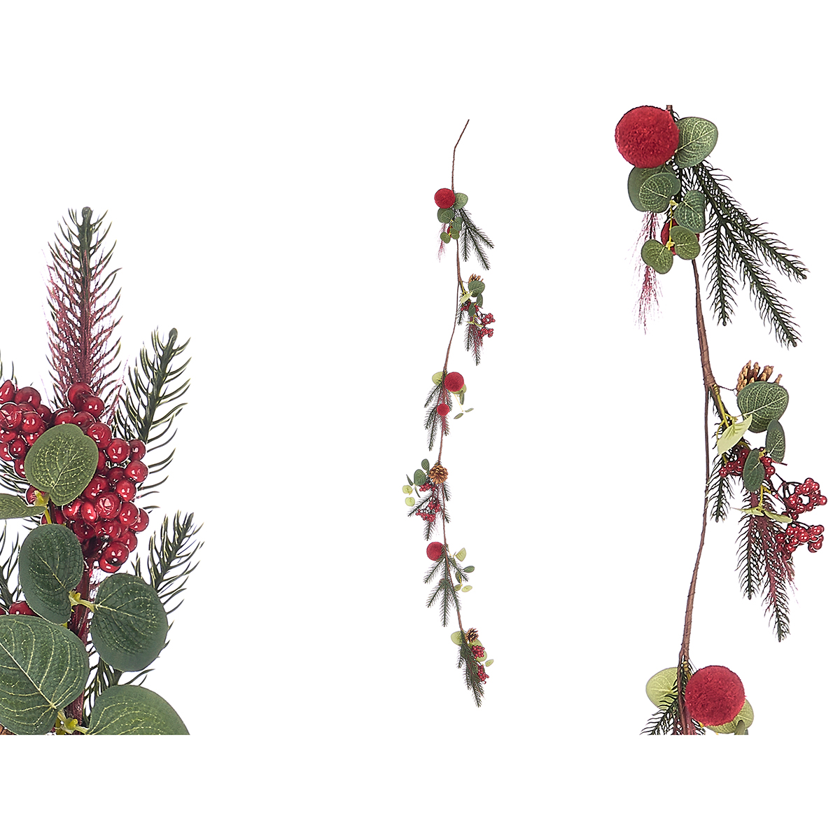 Grinalda eucalipto com baga e pompons 152cm by hôma, photo 1