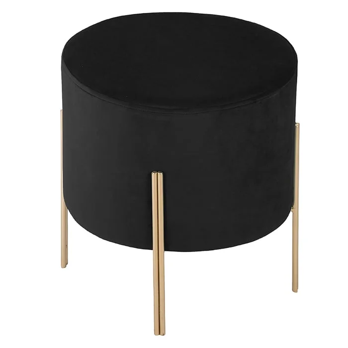 Banqueta BLUSH LIV preta de veludo com pés em metal dourado da hôma, fotografia 1