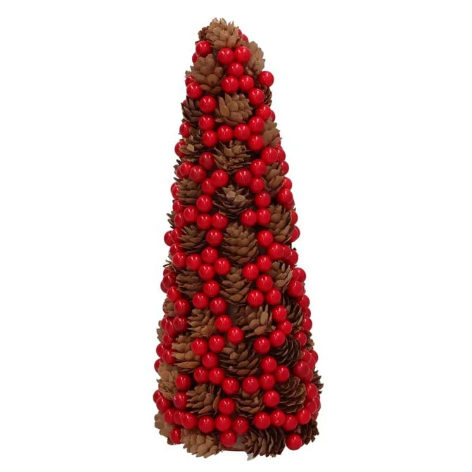 Árvore de natal decorativa com bagas e pinhas 31cm da hôma, fotografia 1