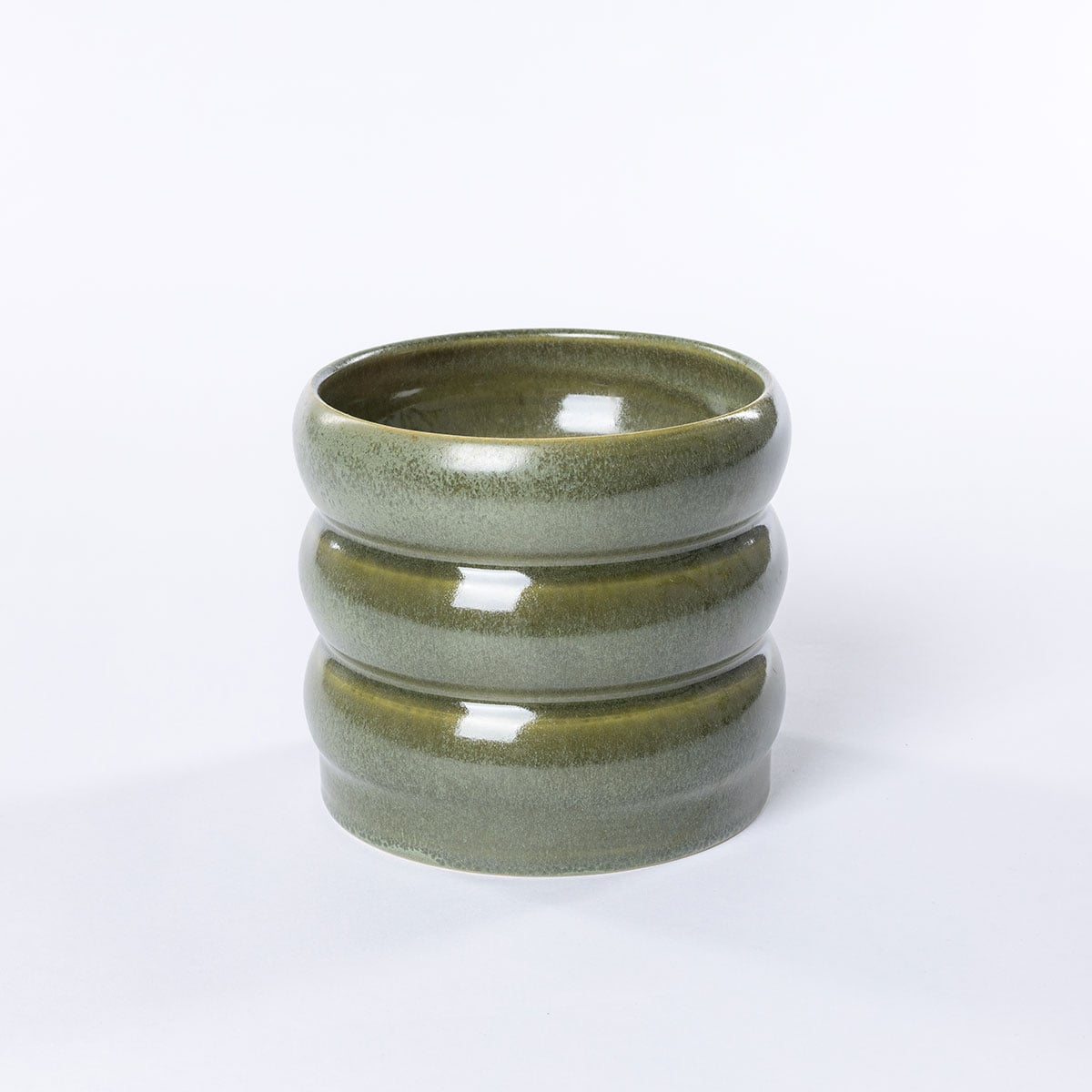 Vaso de cerâmica ondulado verde 12cm da hôma, fotografia 1