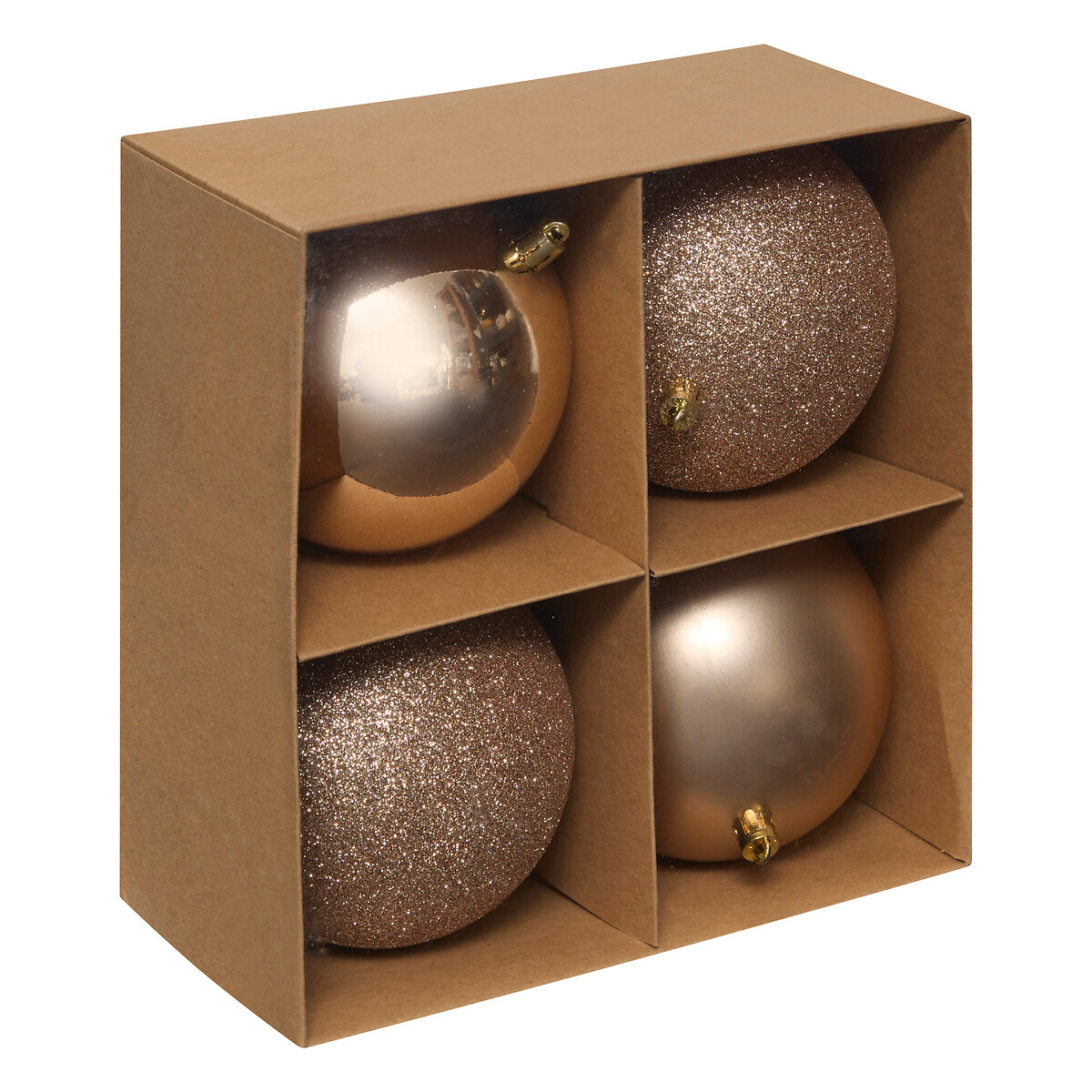 Conjunto 4 bolas de natal champanhe 10cm by hôma, photo 1