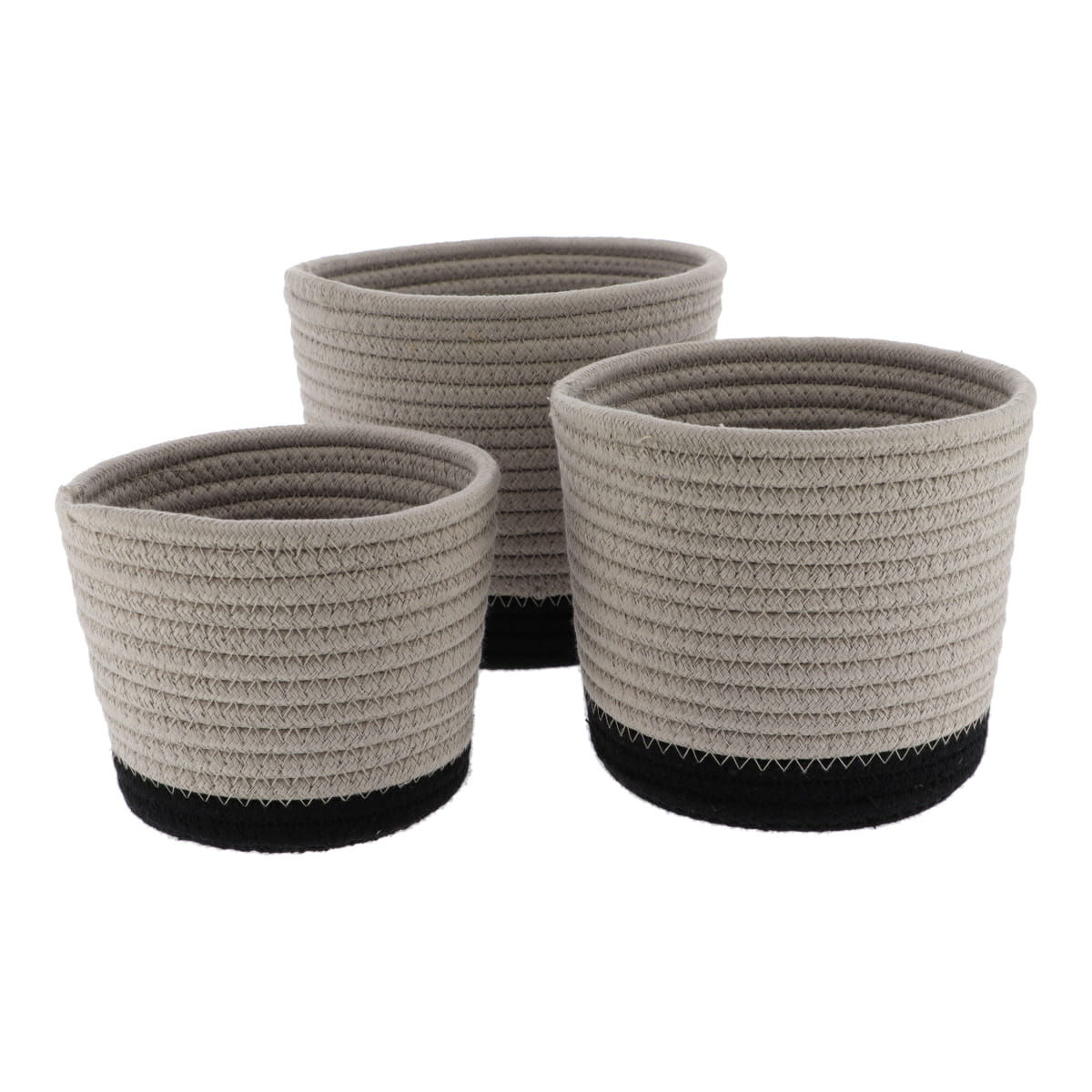 Cesto de arrumação wc taupe e preto em algodão 16cm da hôma, fotografia 1
