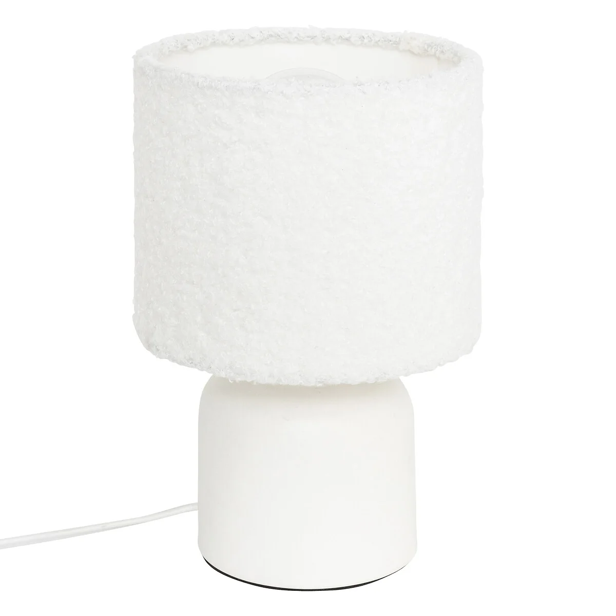 Candeeiro de mesa BONA branco com abajour em pelo bouclé by hôma, photo 1