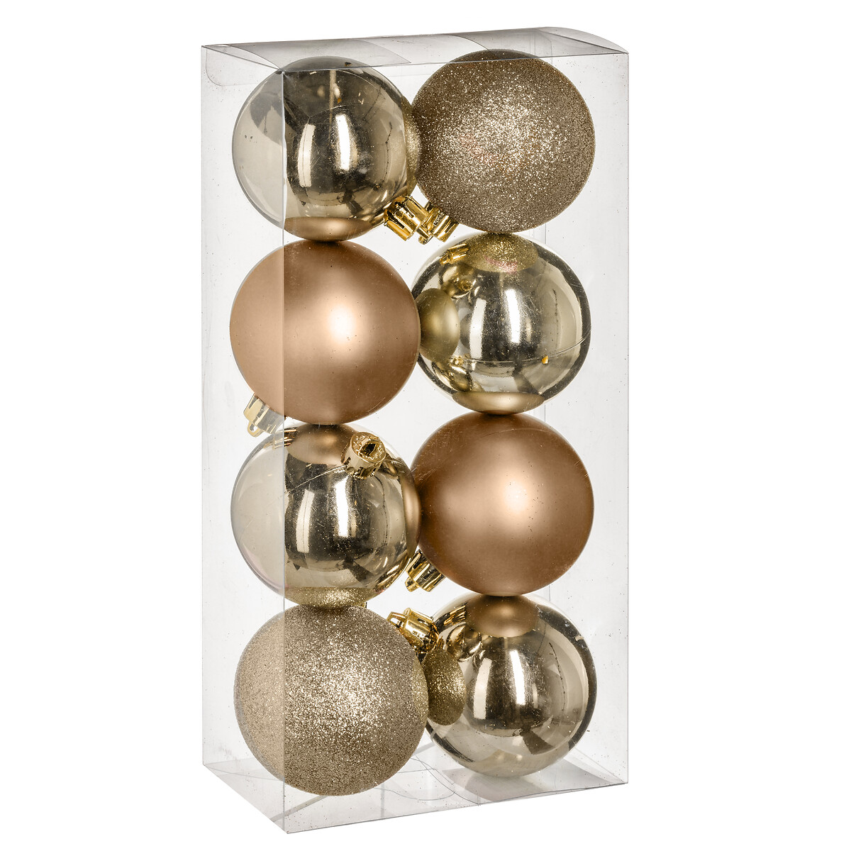 Conjunto de 8 bolas de natal douradas decoradas da hôma, fotografia 1