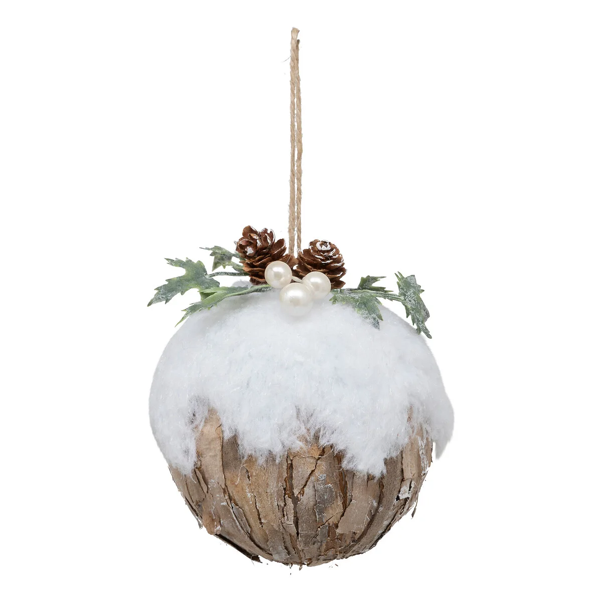 Bola decorativa com bagas e folhas com efeito neve 9cm by hôma, photo 1