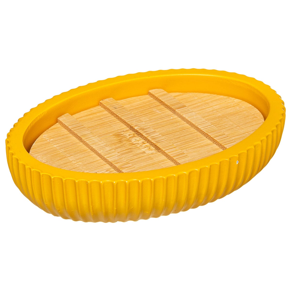 Saboneteira wc NATUREO amarela com base em bambu da hôma, fotografia 1