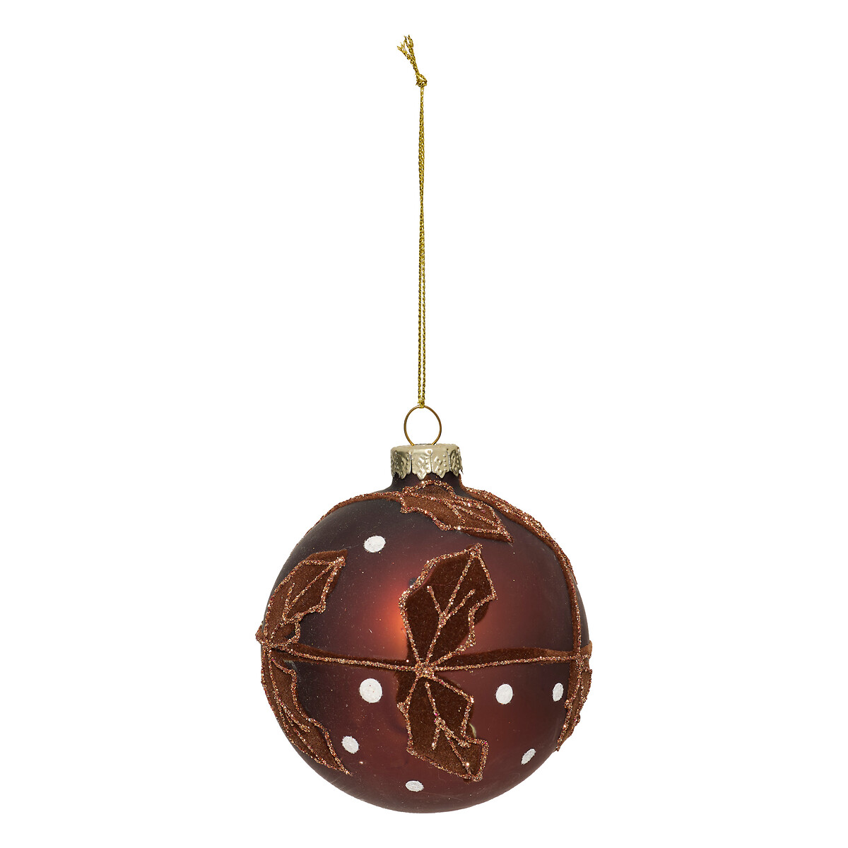 Bola de natal com folhas em cobre 8cm da hôma, fotografia 1
