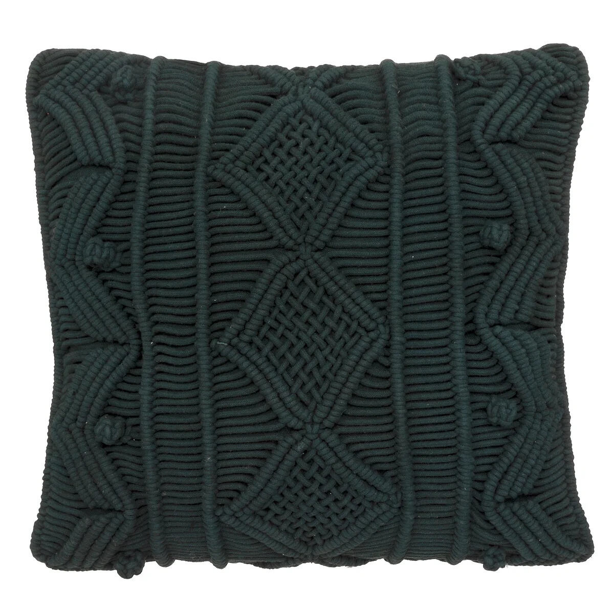 Almofada ALICANTE verde escuro macramé 40x40cm by hôma, photo 1