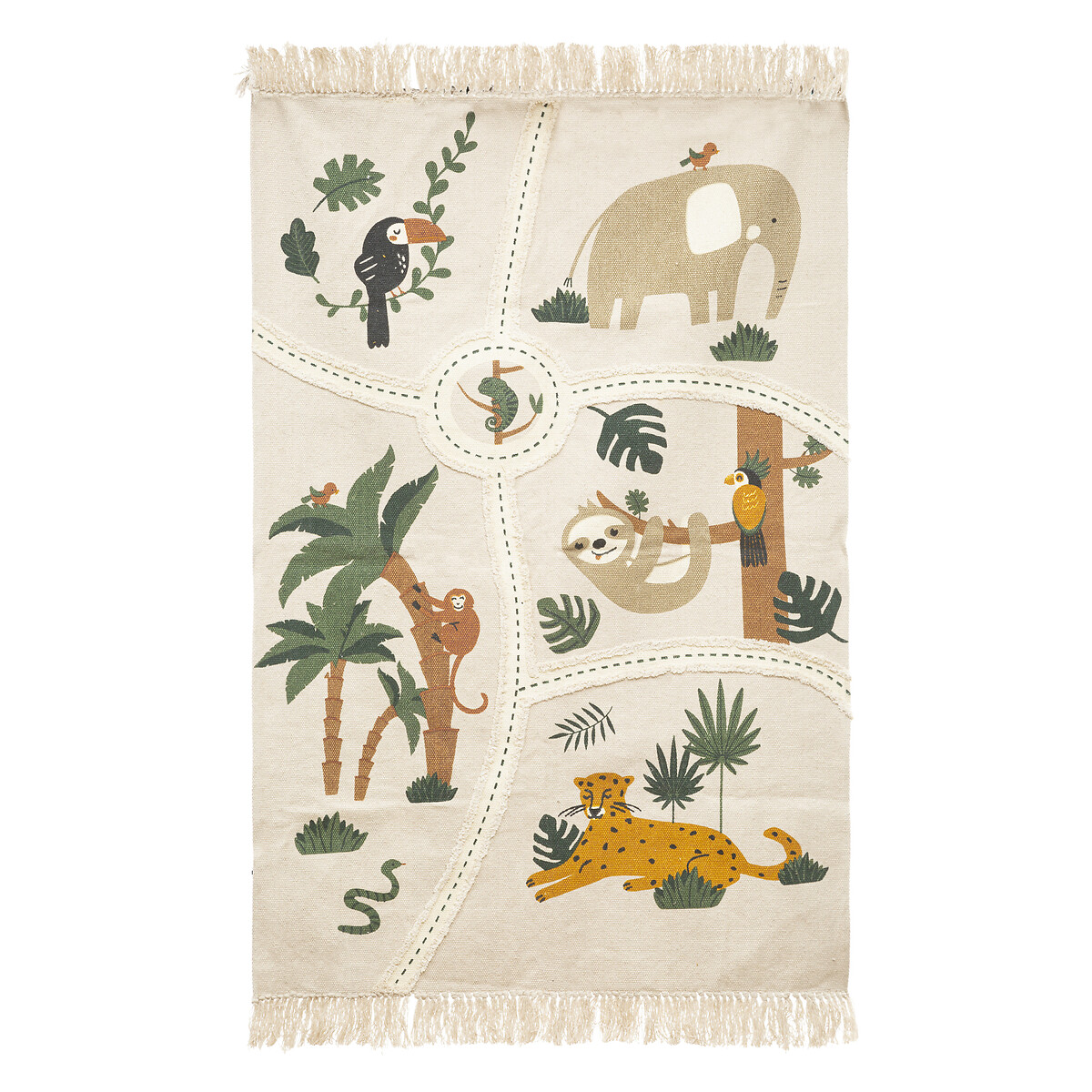 Tapete JUNGLE animais cru com franjas 100x150cm by hôma, photo 1