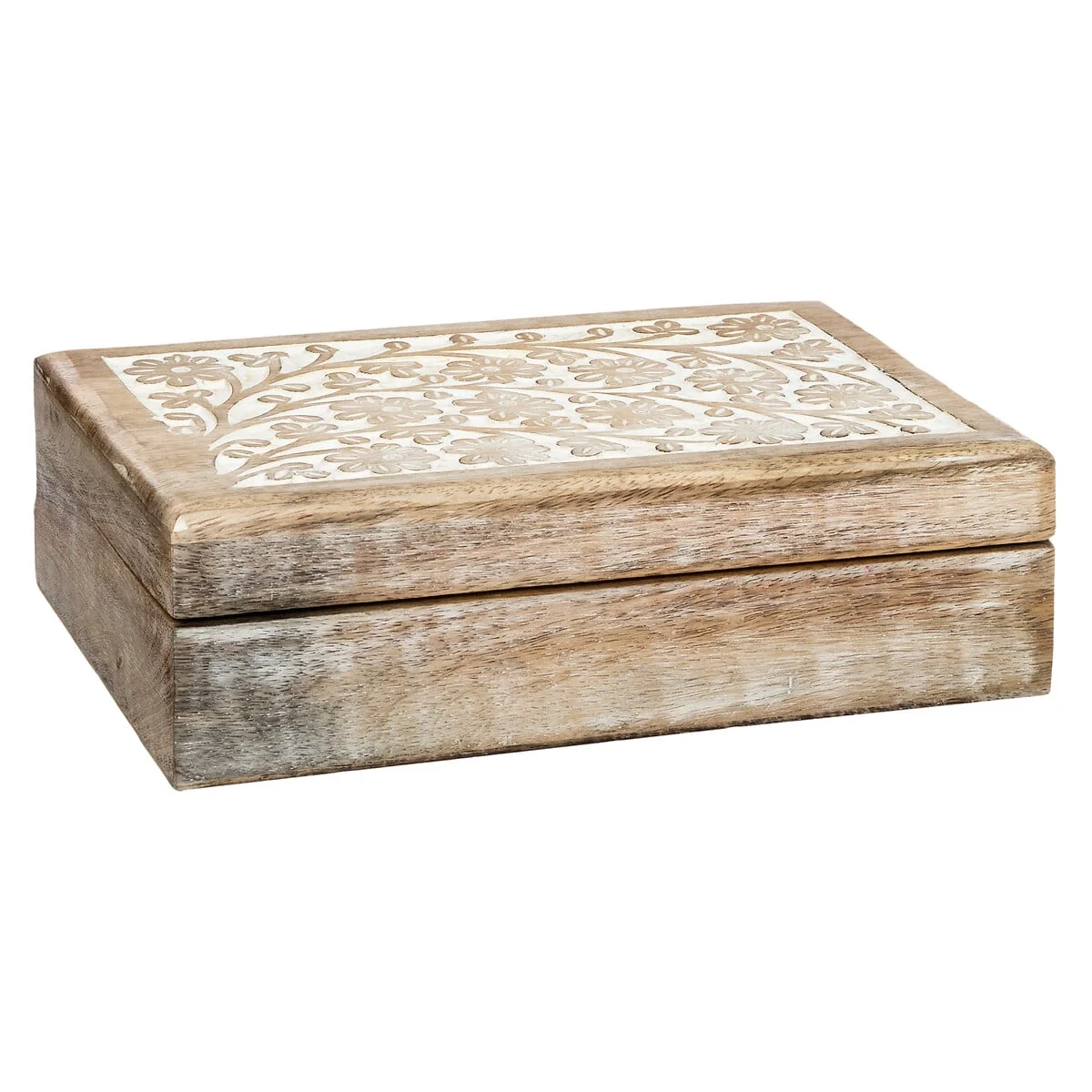 Caixa decorativa ritual bege em madeira mango 6x21cm da hôma, fotografia 1