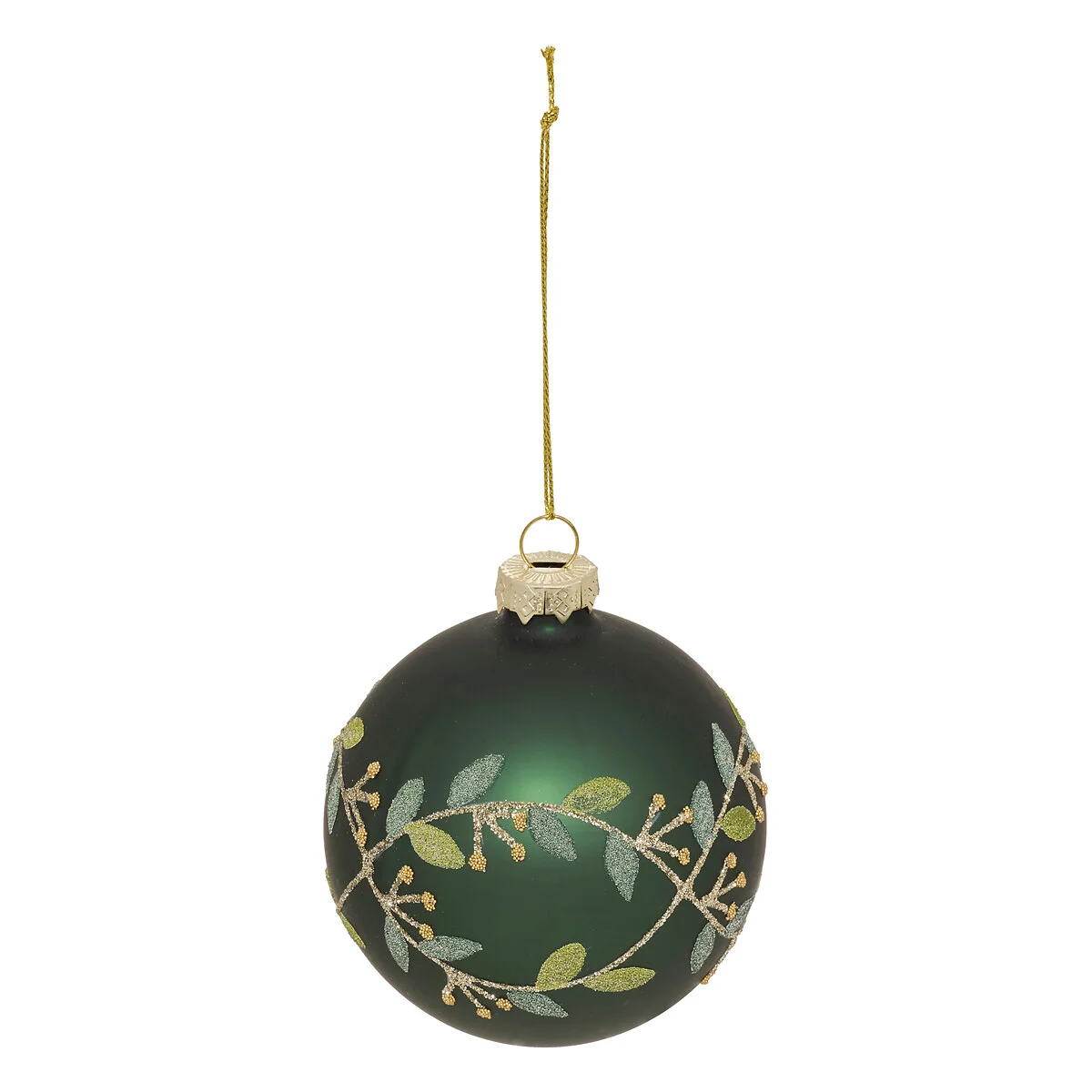 Bola de natal com ramos verde 8cm da hôma, fotografia 1