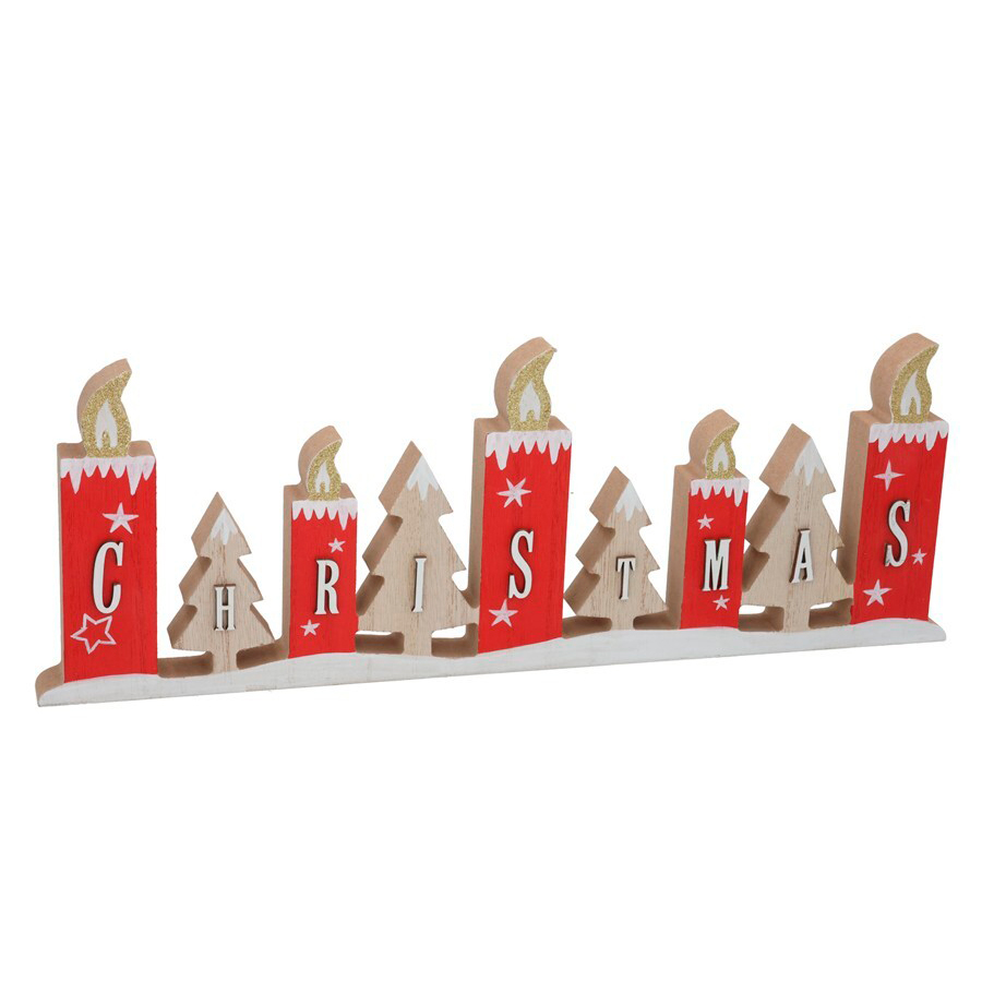 Decoração christmas vermelho 38x13cm da hôma, fotografia 1