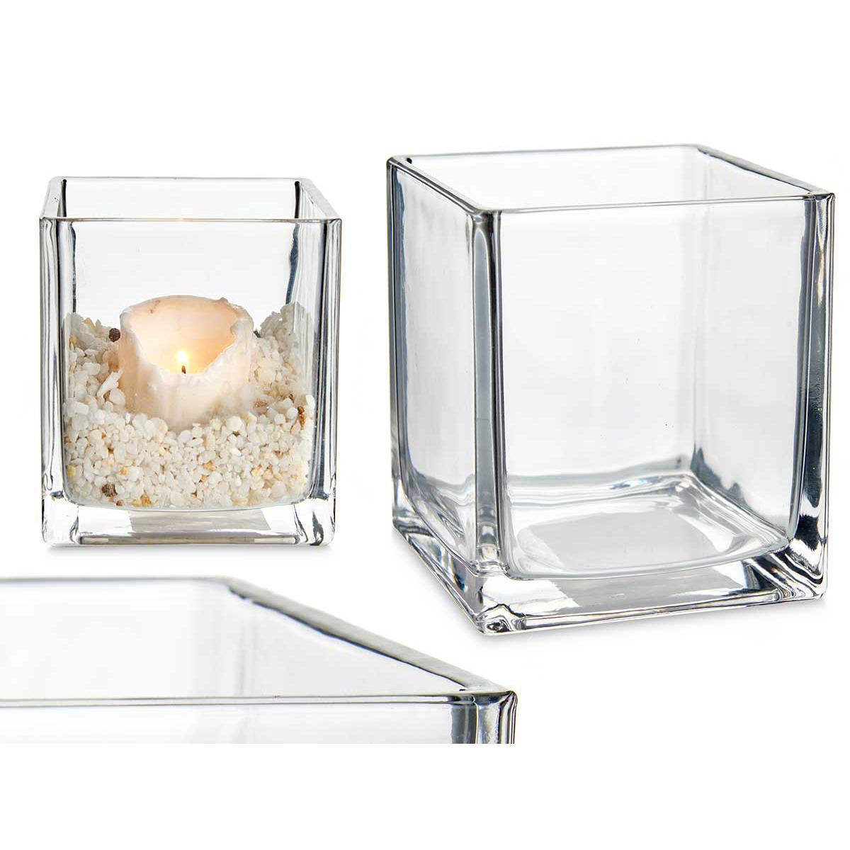 Castiçal de vidro quadrado transparente 12x12cm by hôma, photo 1