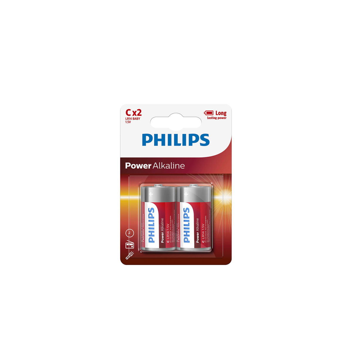 Conjunto de 2 pilhas alcalina Philips power life lr14 by hôma, photo 1